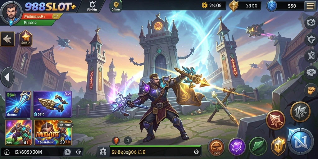 Tangkapan layar gameplay 988SLOT yang seru dalam genre Tower Defense.
