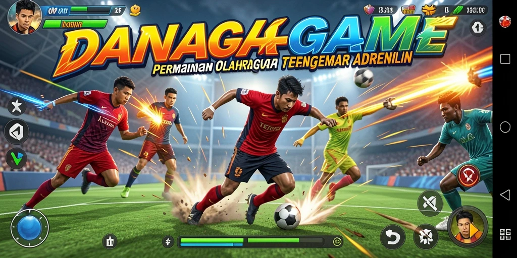 Screenshot utama DANAGAME menampilkan aksi olahraga yang mendebarkan.