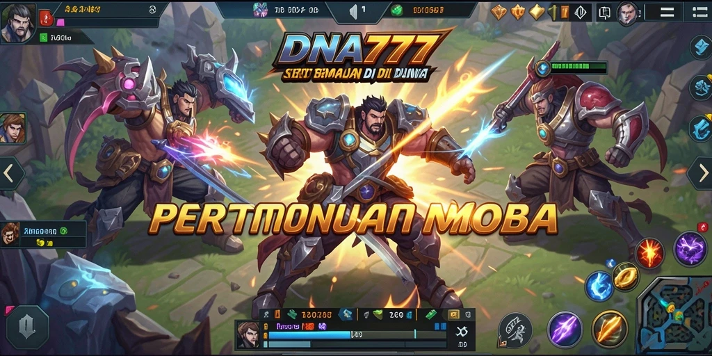 Tampilan seru dari pertempuran dalam <strong>DNA777</strong> di medan perang MOBA.