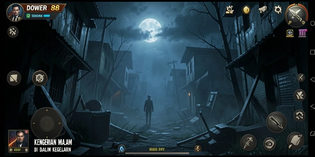 Gameplay DOWER88 dengan suasana yang menyeramkan dan menegangkan.