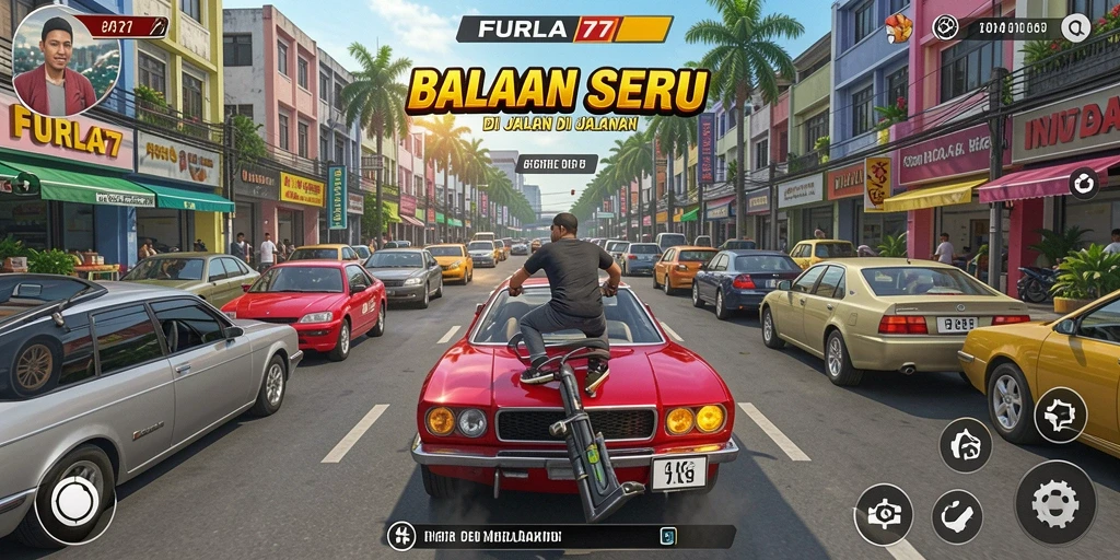 Gameplay FURLA77 yang menampilkan serunya balapan di jalanan.