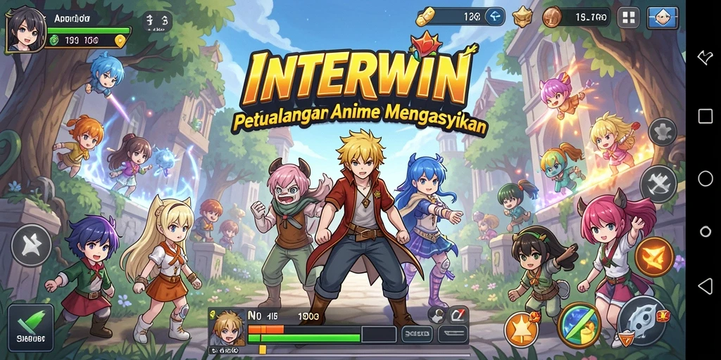 Screenshot gameplay INTERWIN menunjukkan petualangan karakter Anime yang menawan.