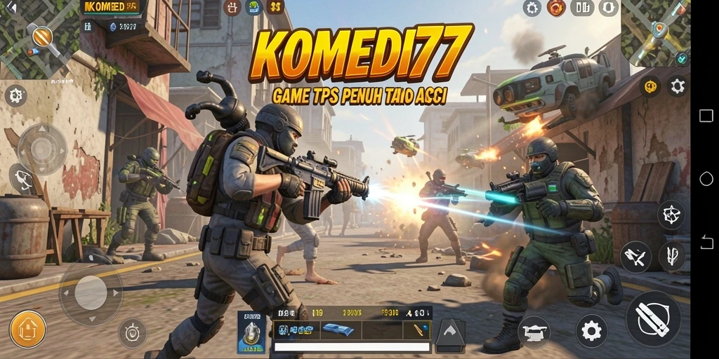 Tampilan gameplay seru dalam KOMEDI77 dengan karakter dan aksi konyol.