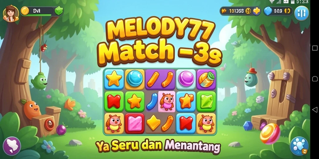 Gameplay seru dan penuh warna dalam MELODY77.