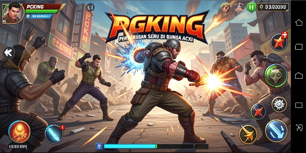 Screenshot gameplay PGKING dengan aksi pertempuran mendebarkan.