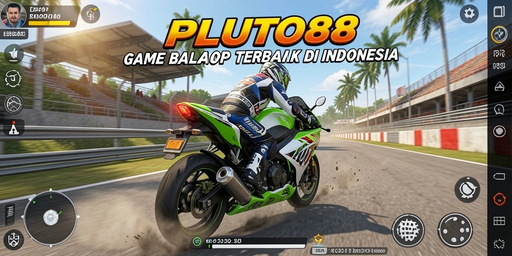 Gameplay seru PLUTO88 yang memperlihatkan balapan motor.