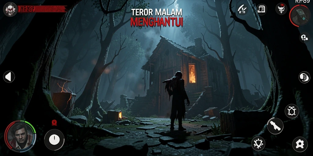 Screenshot gameplay RR89 yang memperlihatkan suasana mencekam.